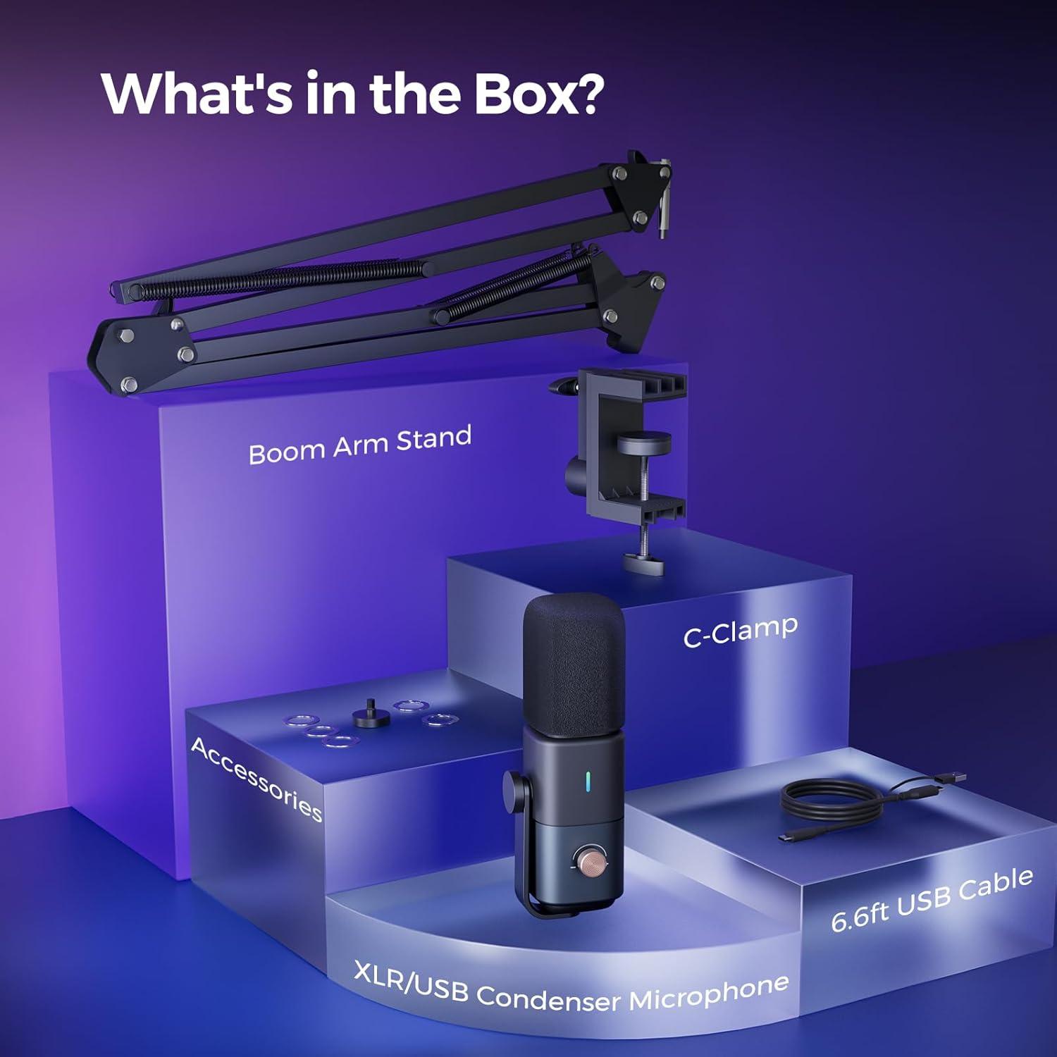 Micrófono de condensador AM20X USB/XLR con soporte ajustable