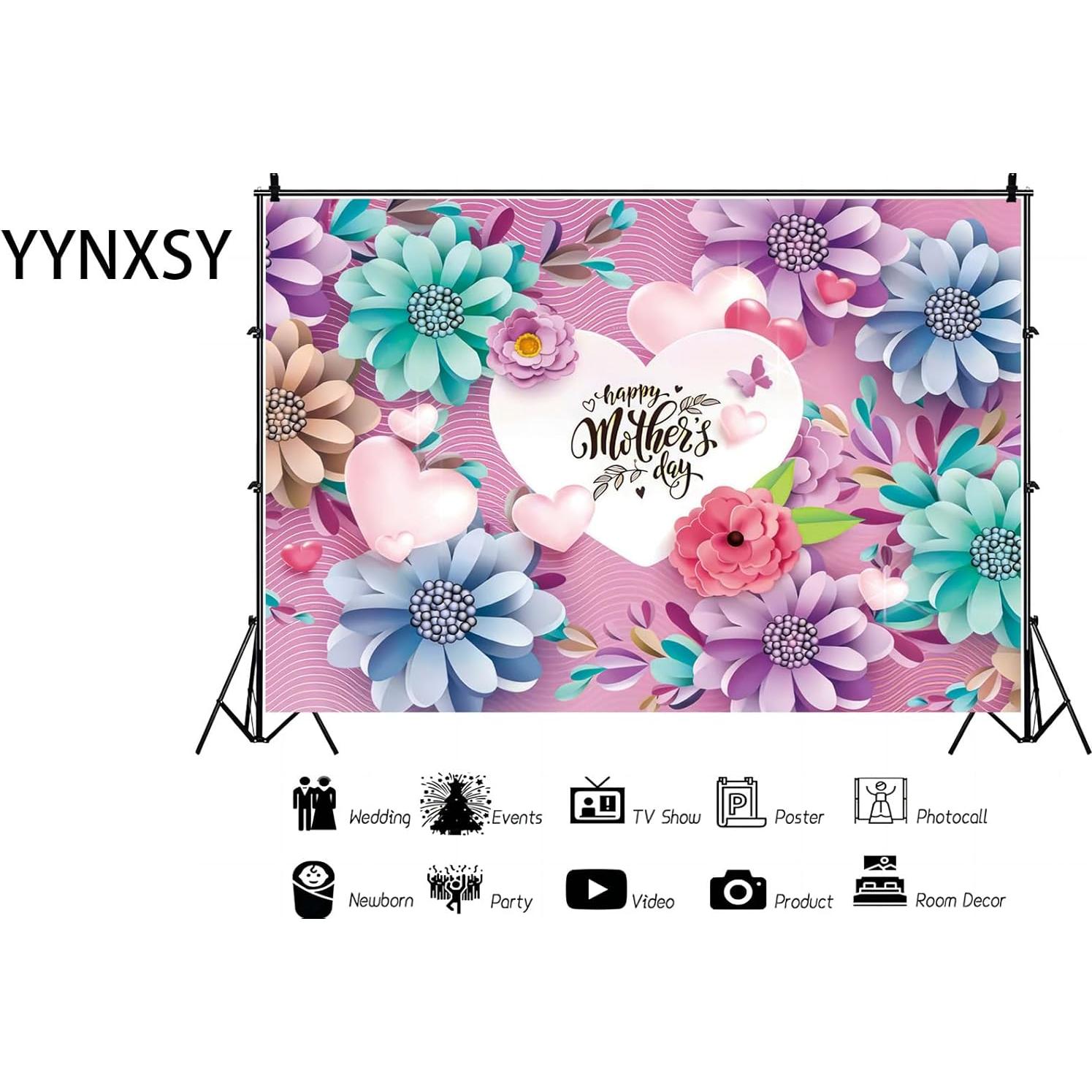 Fondo de Fotografía Día de la Madre YYNXSY 2.4x1.8m Vinilo
