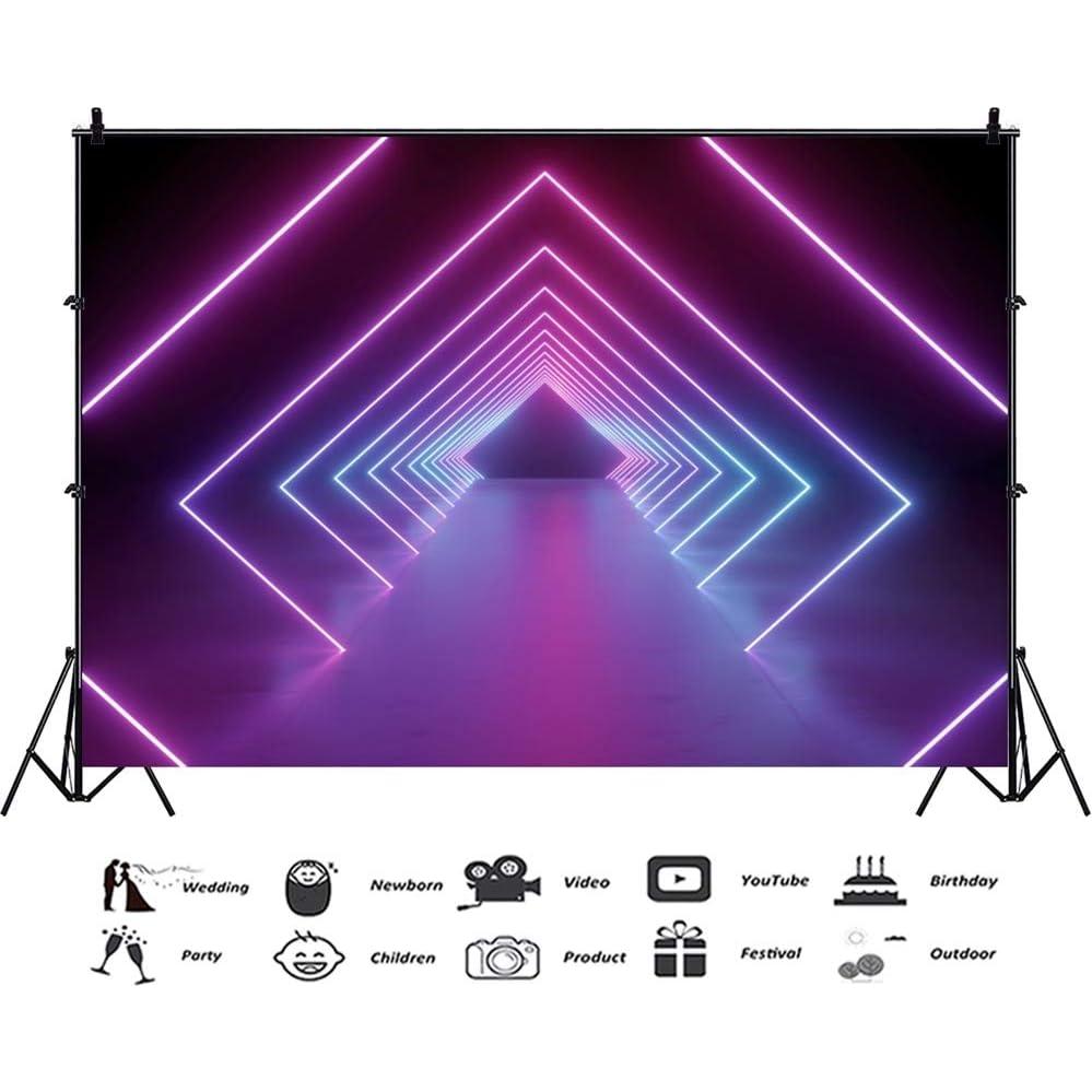 Fondo de Fotografía Leowefowa 300x250cm Vinilo Fiesta Neon