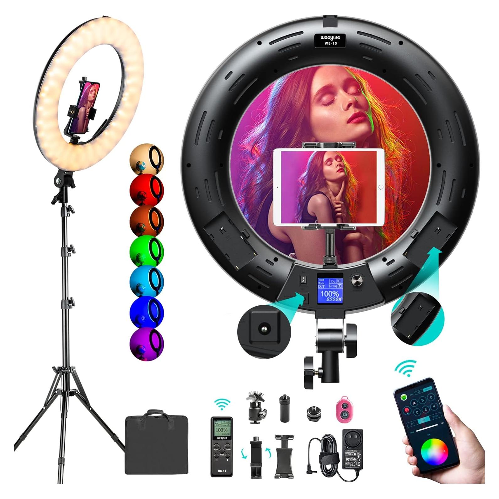 Weeylite Luz de Anillo RGB 18" Control Remoto y App 2500K-8500K