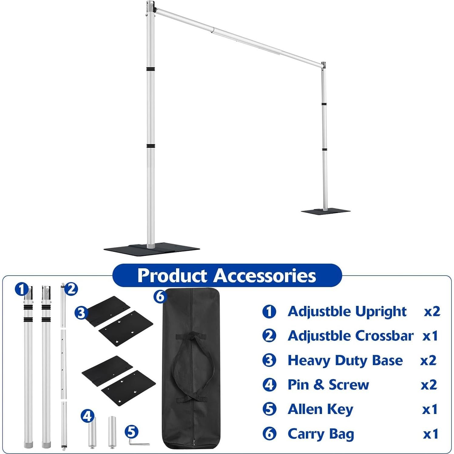 Soporte de Fondo Ajustable Hecis 8x10 pies para Fiestas