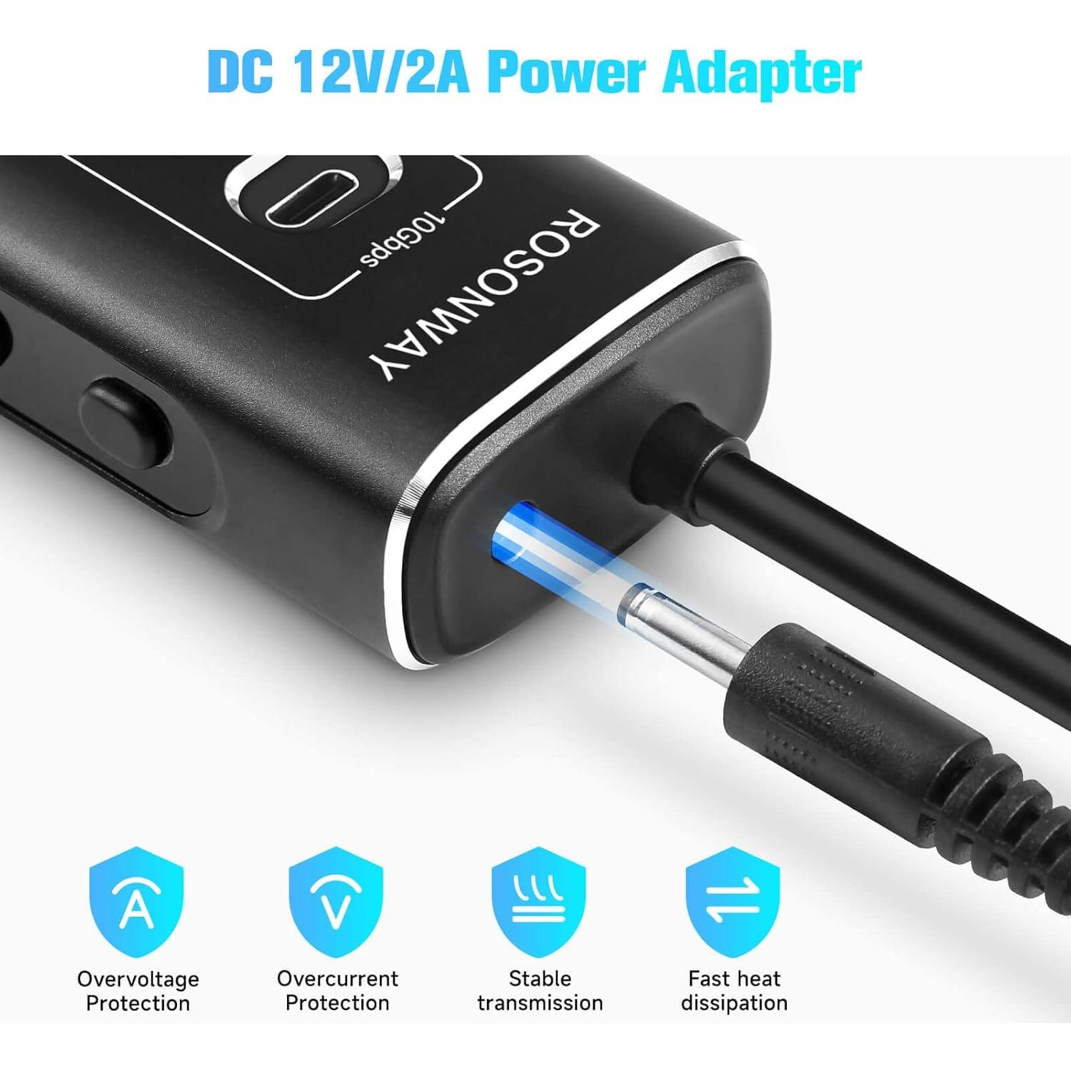 Hub USB 3.2 Alimentado Rosonway 7 Puertos 10Gbps