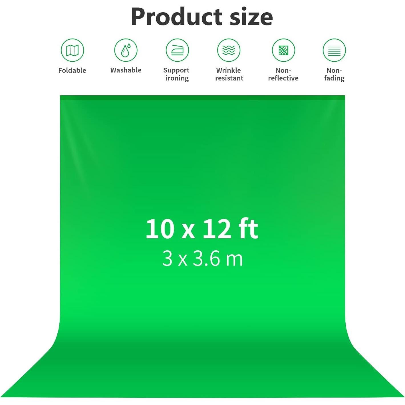 Fondo de Estudio Fotográfico Neewer 3x3.6m Verde Premium