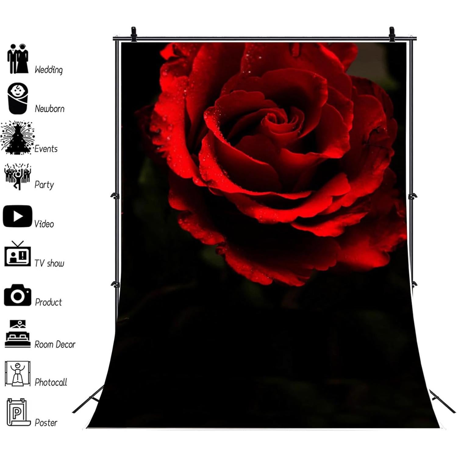 Fondo de Fotografía Vinilo Mestker 1.5x2.1m Rosa Negra