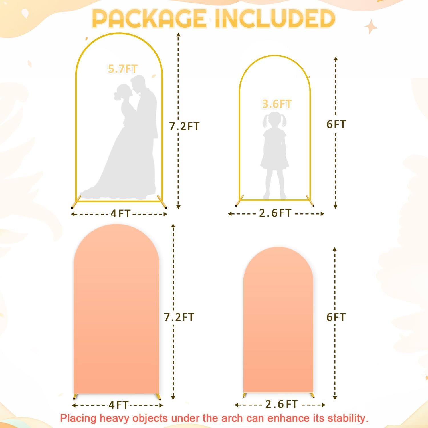 Juego de Soporte de Arco de Boda FUHSY 2 Piezas Durazno