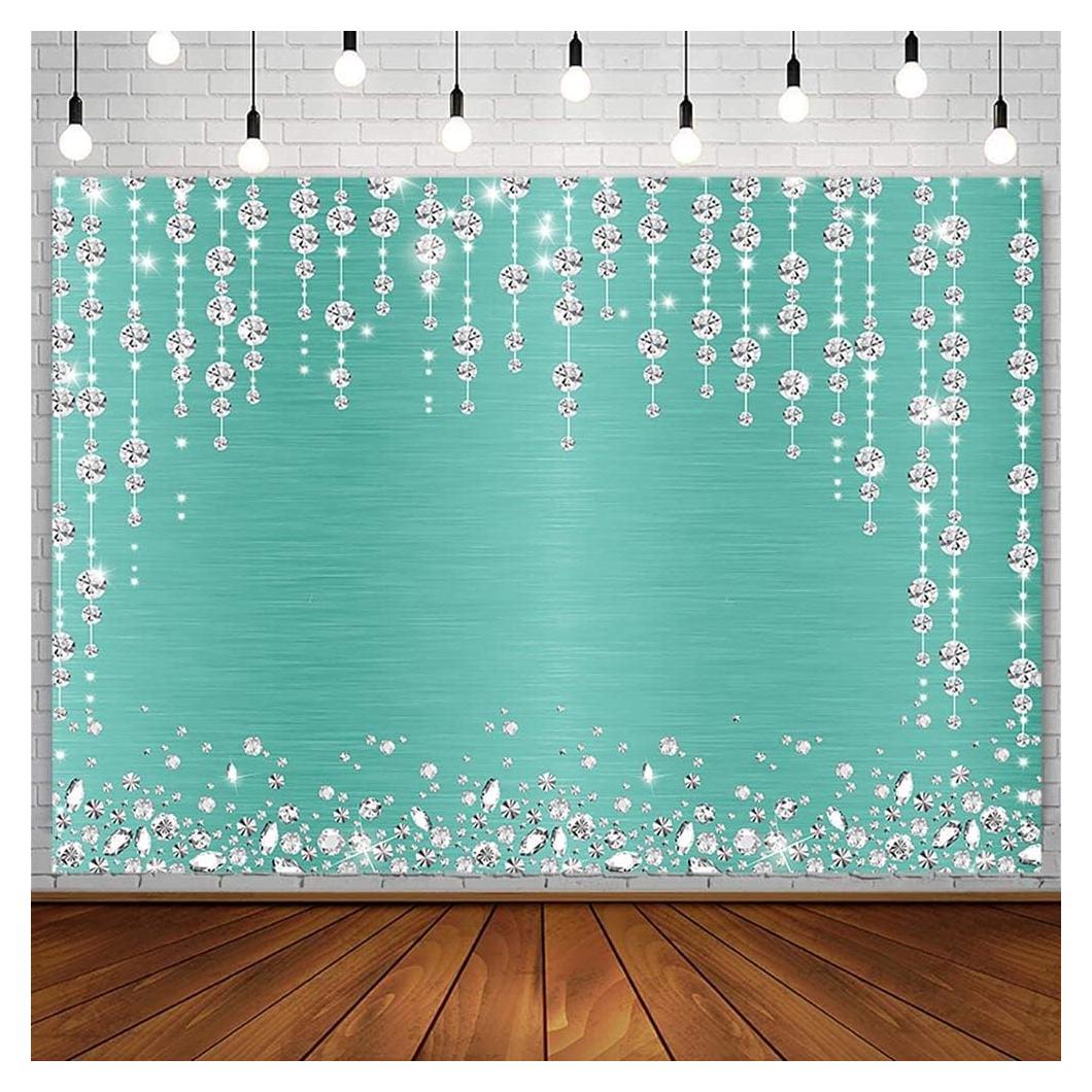 Fondo Fotográfico Vinilo SENDY 2.1x1.5m Turquesa Diamantes