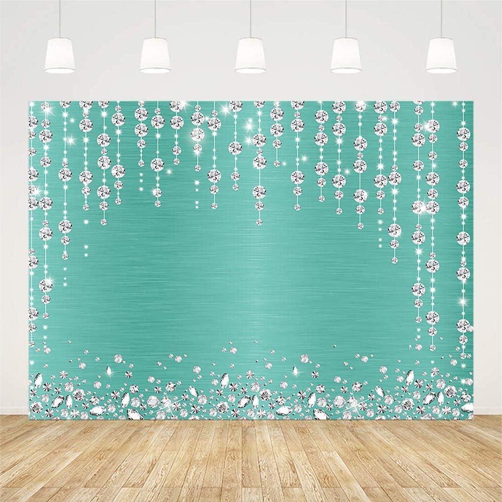 Fondo Fotográfico Vinilo SENDY 2.1x1.5m Turquesa Diamantes