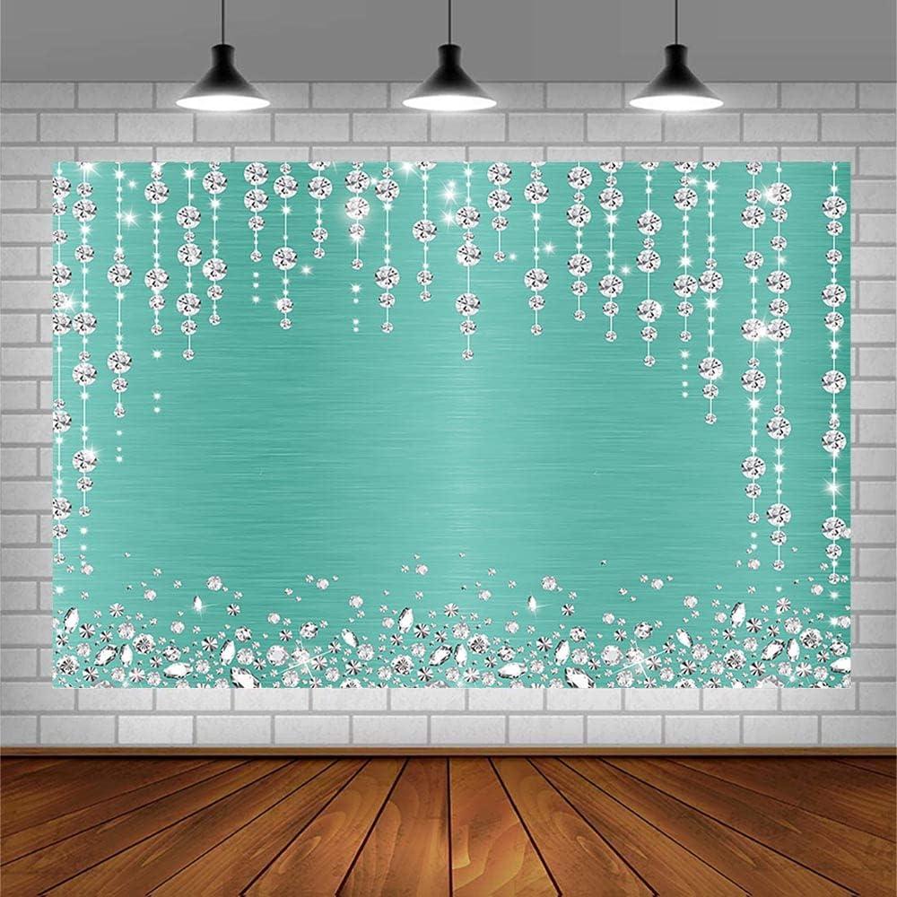 Fondo Fotográfico Vinilo SENDY 2.1x1.5m Turquesa Diamantes