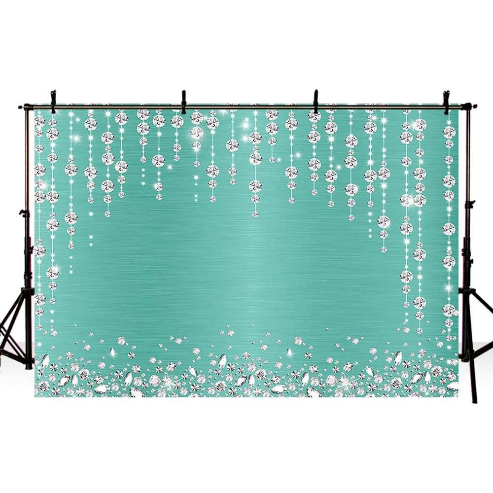 Fondo Fotográfico Vinilo SENDY 2.1x1.5m Turquesa Diamantes