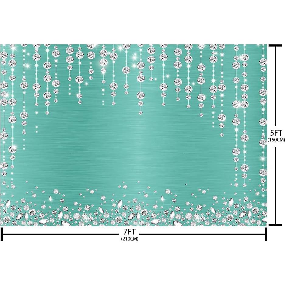 Fondo Fotográfico Vinilo SENDY 2.1x1.5m Turquesa Diamantes