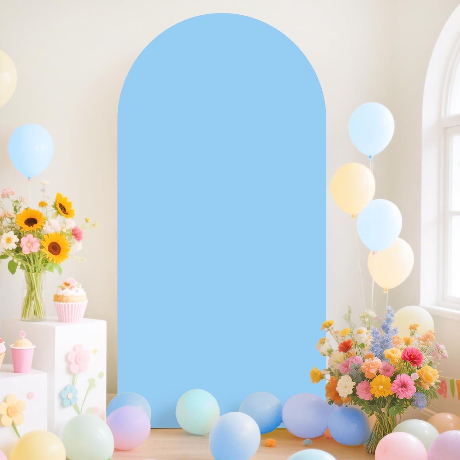 Juego de Soporte y Cubierta para Arco de Boda ROMANKAS 2.2m Azul Bebé