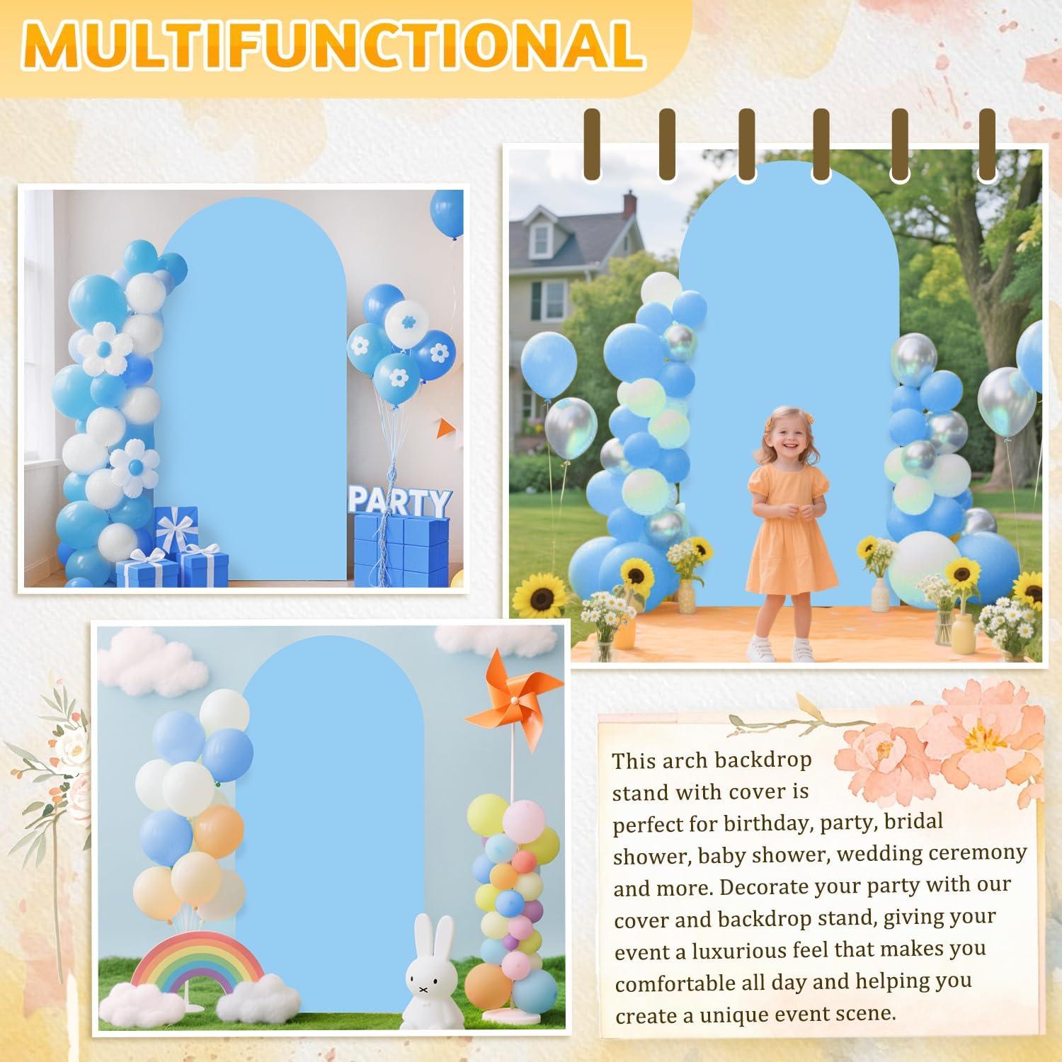 Juego de Soporte y Cubierta para Arco de Boda ROMANKAS 2.2m Azul Bebé