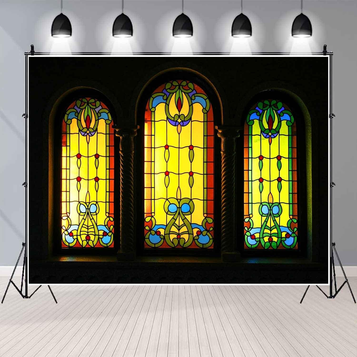 Fondo de Vinilo 2.44x2.44m EMTOBT Ventana Iglesia Vintage