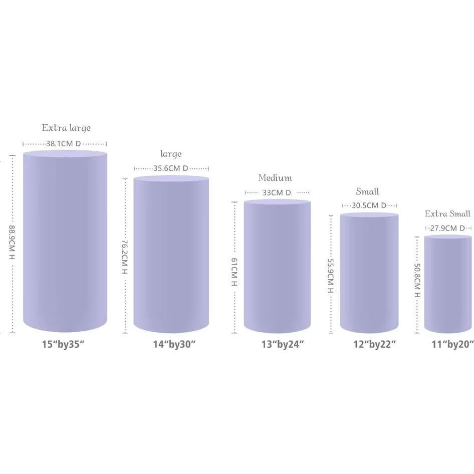 Cubiertas de Pedestal Spandex Elástico 5 pcs Color Púrpura Claro