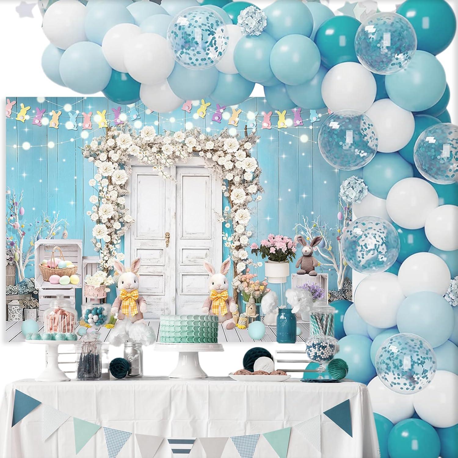 Fondo de Pascua Mocsicka 2.13x1.52m Conejo Floral Colorido