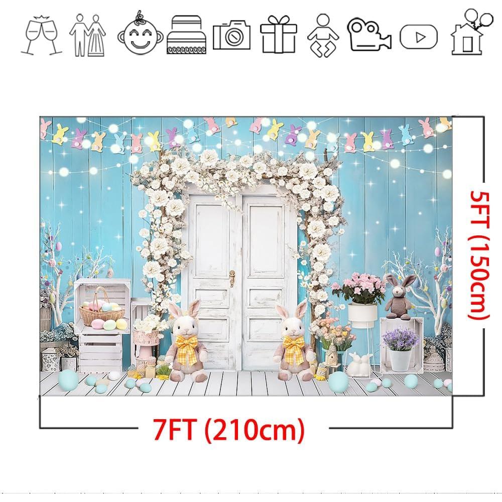 Fondo de Pascua Mocsicka 2.13x1.52m Conejo Floral Colorido