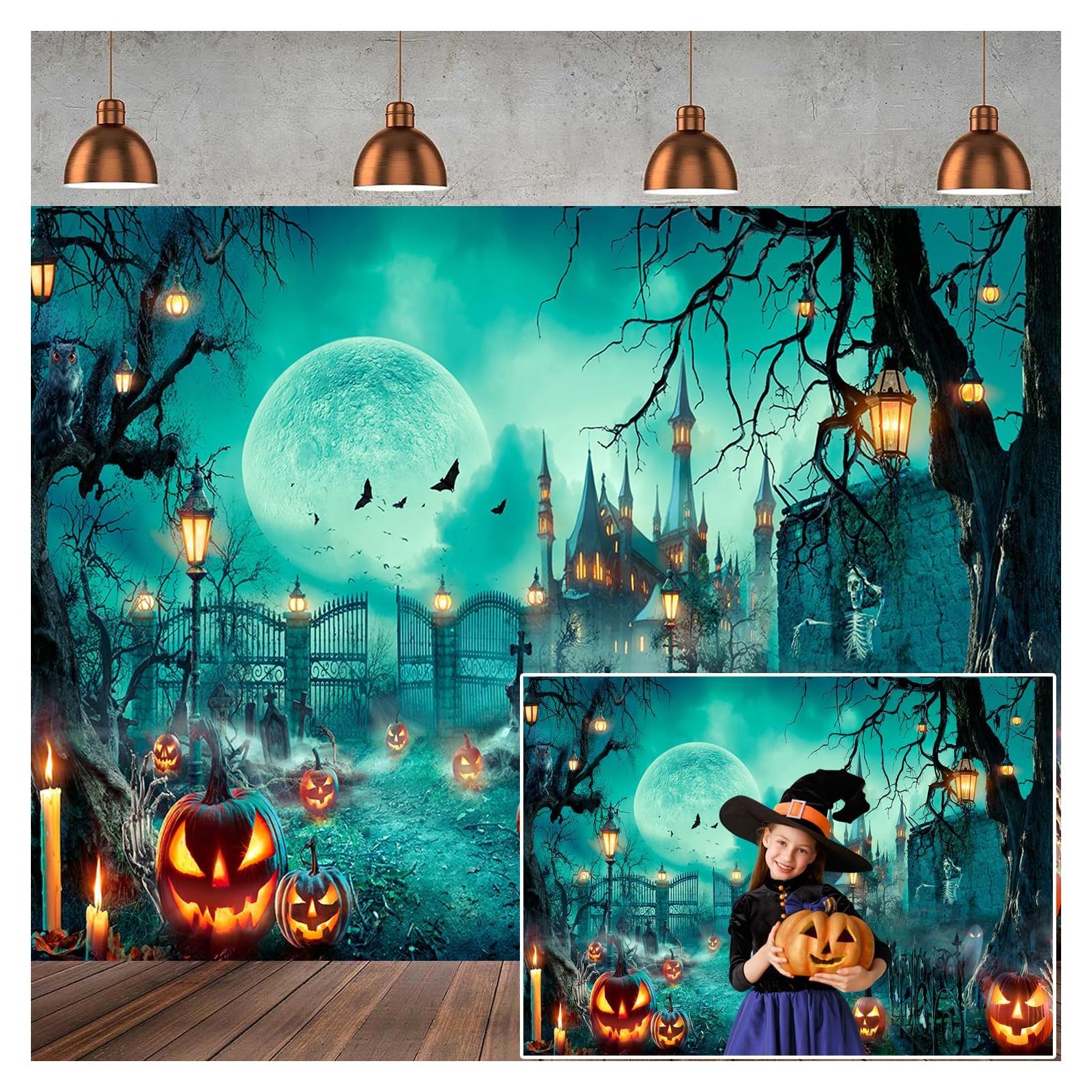 Fondo de Fotografía Halloween 210x150cm Castillo Embrujado