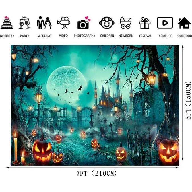 Fondo de Fotografía Halloween 210x150cm Castillo Embrujado