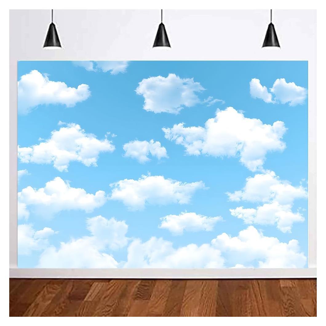 Telón de Fondo Fotográfico Yongqian 2.13x1.52m Cielo Azul Nubes