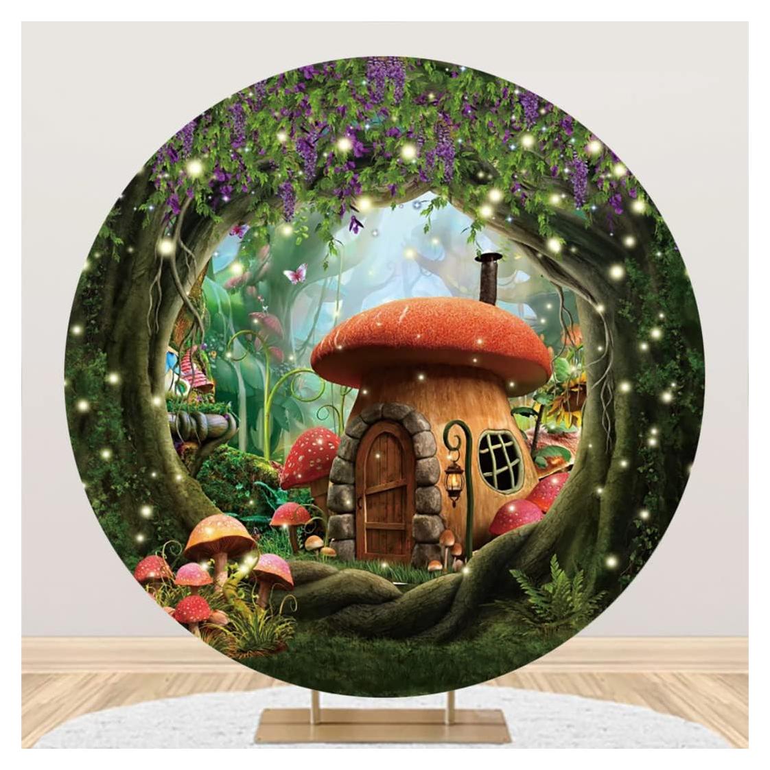 Fondo Redondo Laeacco 2m Bosque Encantado Poliester Fiesta
