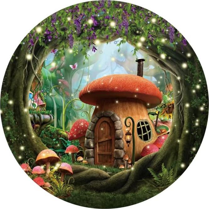 Fondo Redondo Laeacco 2m Bosque Encantado Poliester Fiesta