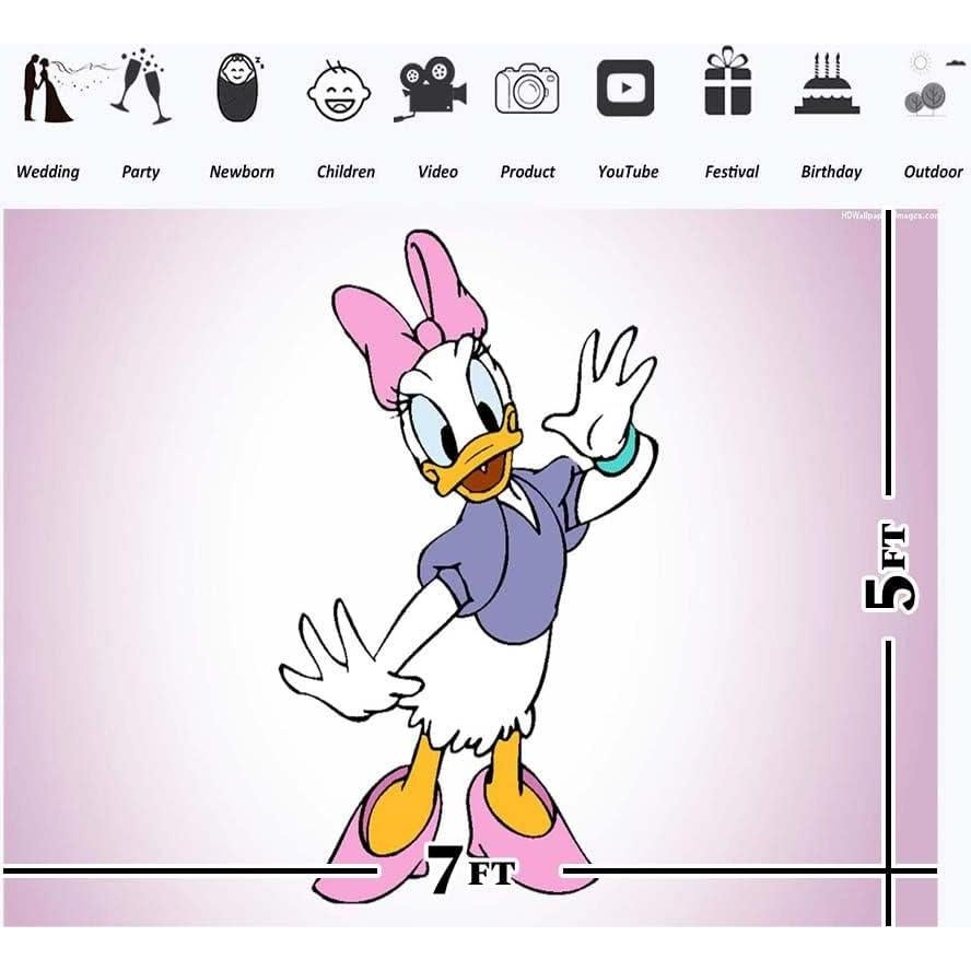 Fondo Vinilo Daisy Duck 2.13x1.52m Púrpura para Baby Shower