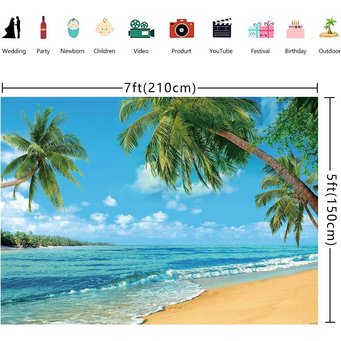 Fondo de Vinilo Tropical 210x150cm para Fotografía yy-beach008