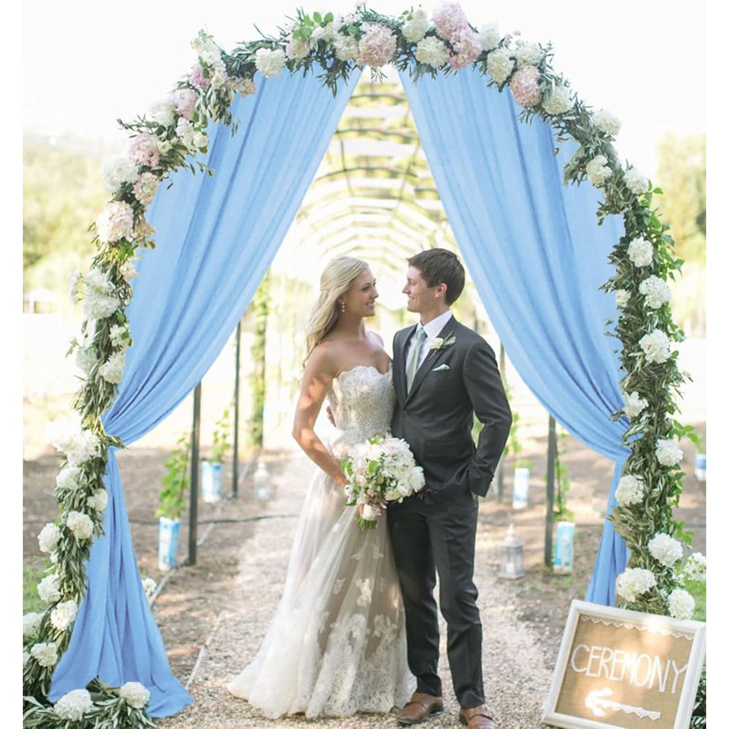 Cortinas de Chiffon Azul Bebé MODFUNS 2 Paneles 29x300 cm