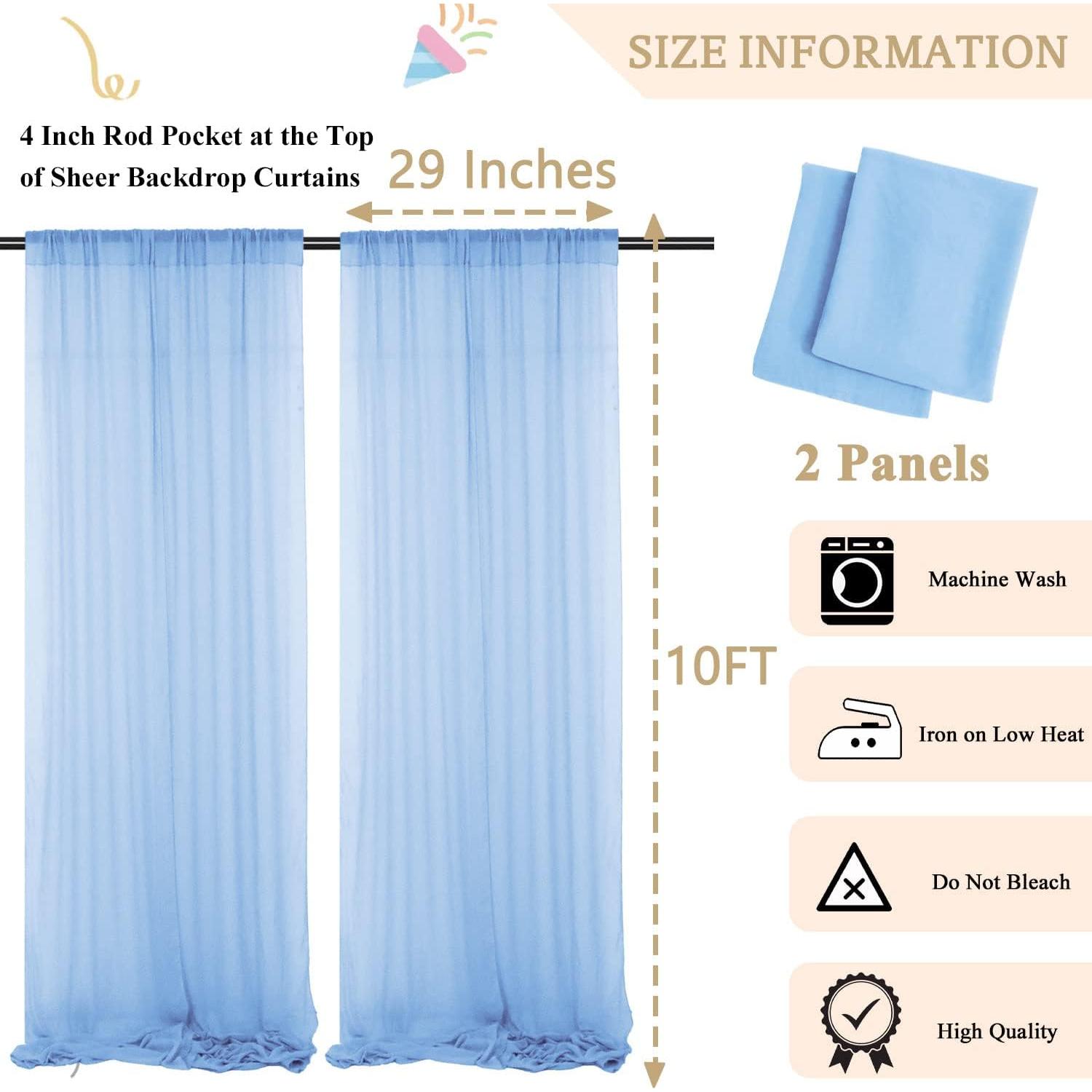 Cortinas de Chiffon Azul Bebé MODFUNS 2 Paneles 29x300 cm