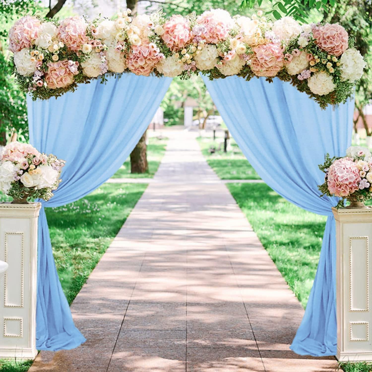 Cortinas de Chiffon Azul Bebé MODFUNS 2 Paneles 29x300 cm