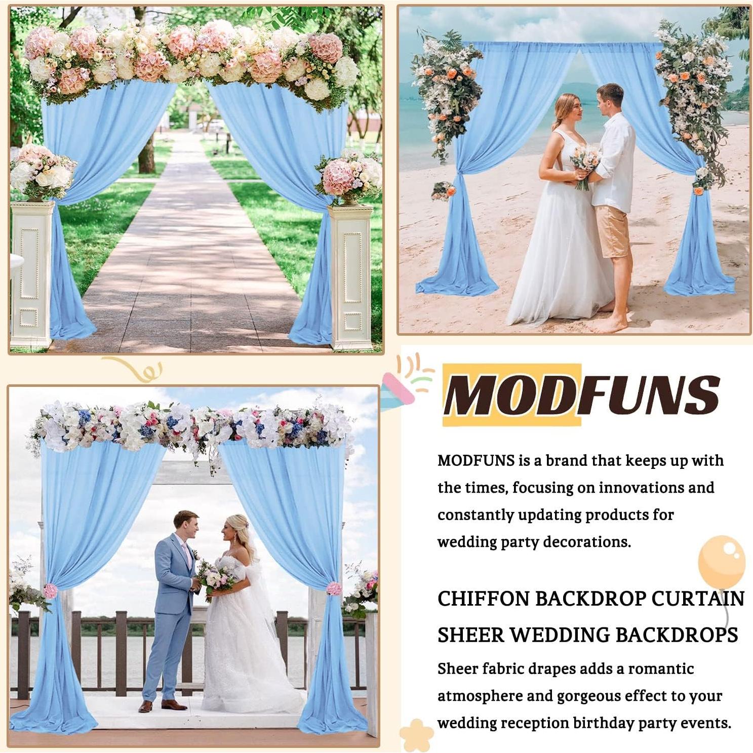 Cortinas de Chiffon Azul Bebé MODFUNS 2 Paneles 29x300 cm