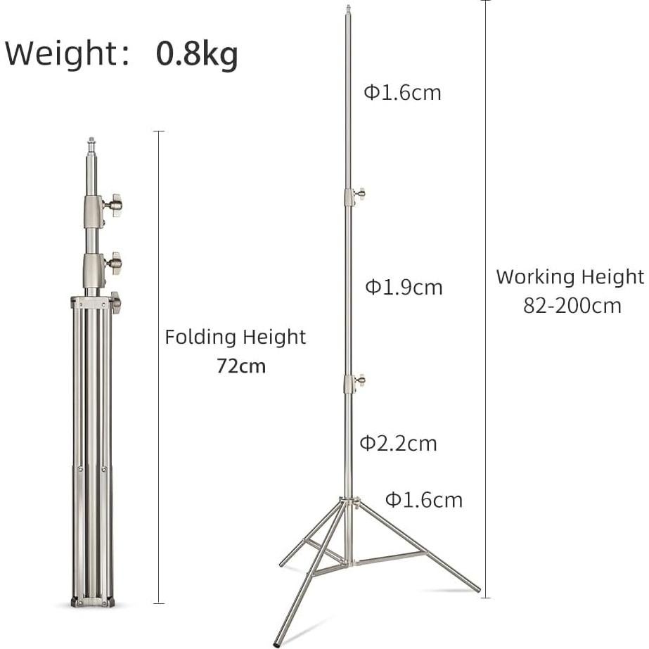 Soporte de Luz de Estudio AMBITFUL 200cm Acero Inoxidable