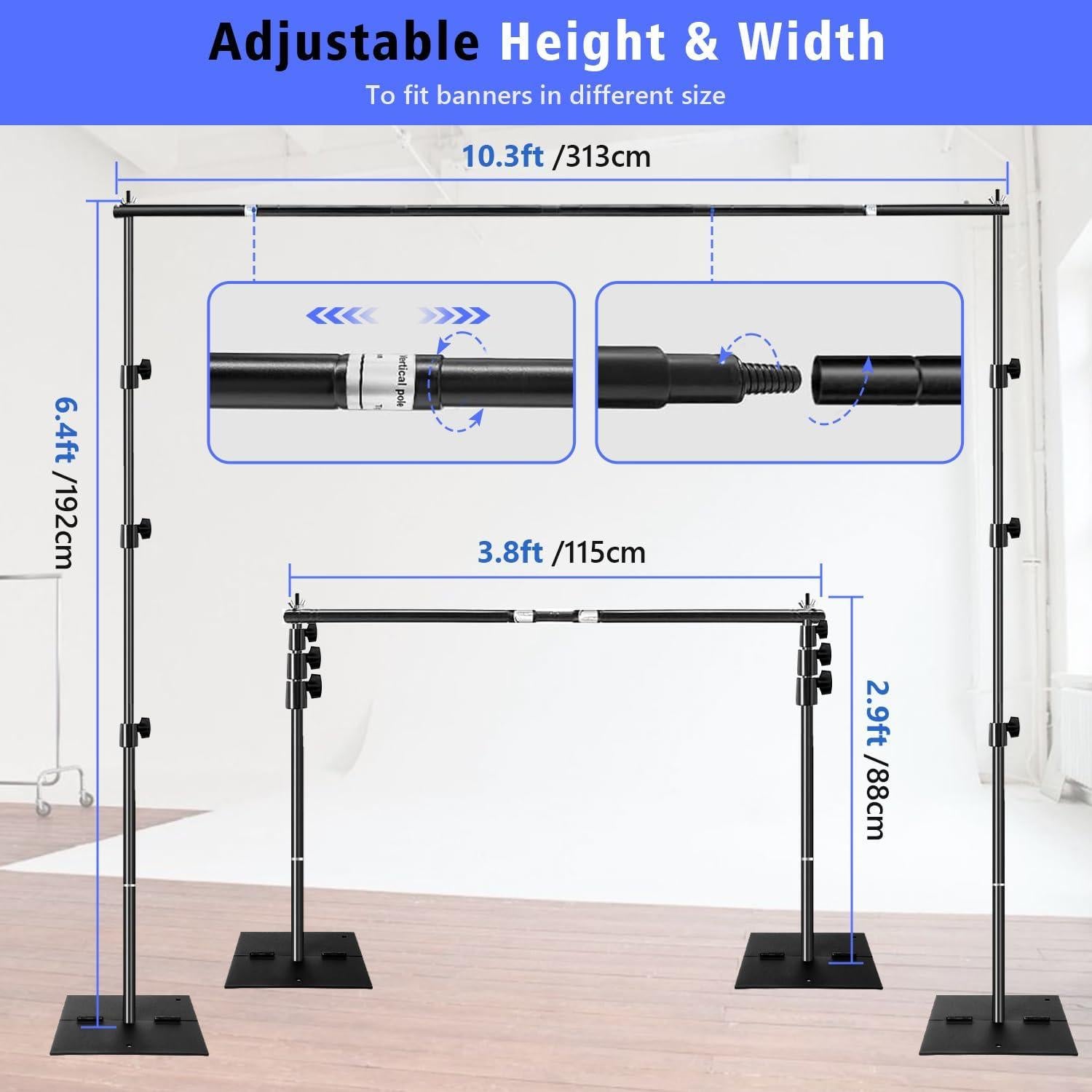 Kit de Soporte para Fondos de Fotografía SLOW DOLPHIN 3.05m x 1.83m