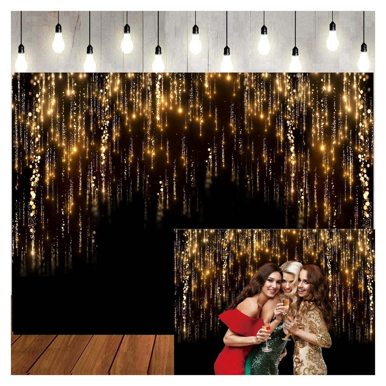 Fondo de Vinilo 8x6ft LTLYH Negro y Dorado para Fotos