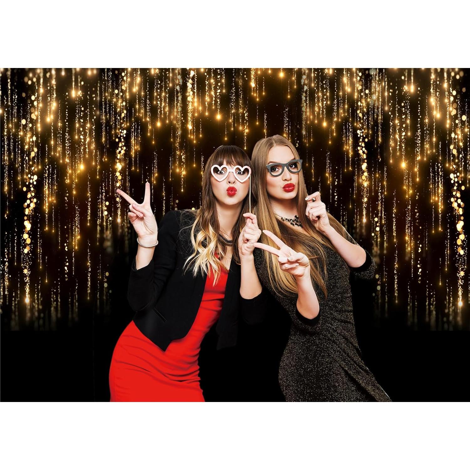 Fondo de Vinilo 8x6ft LTLYH Negro y Dorado para Fotos