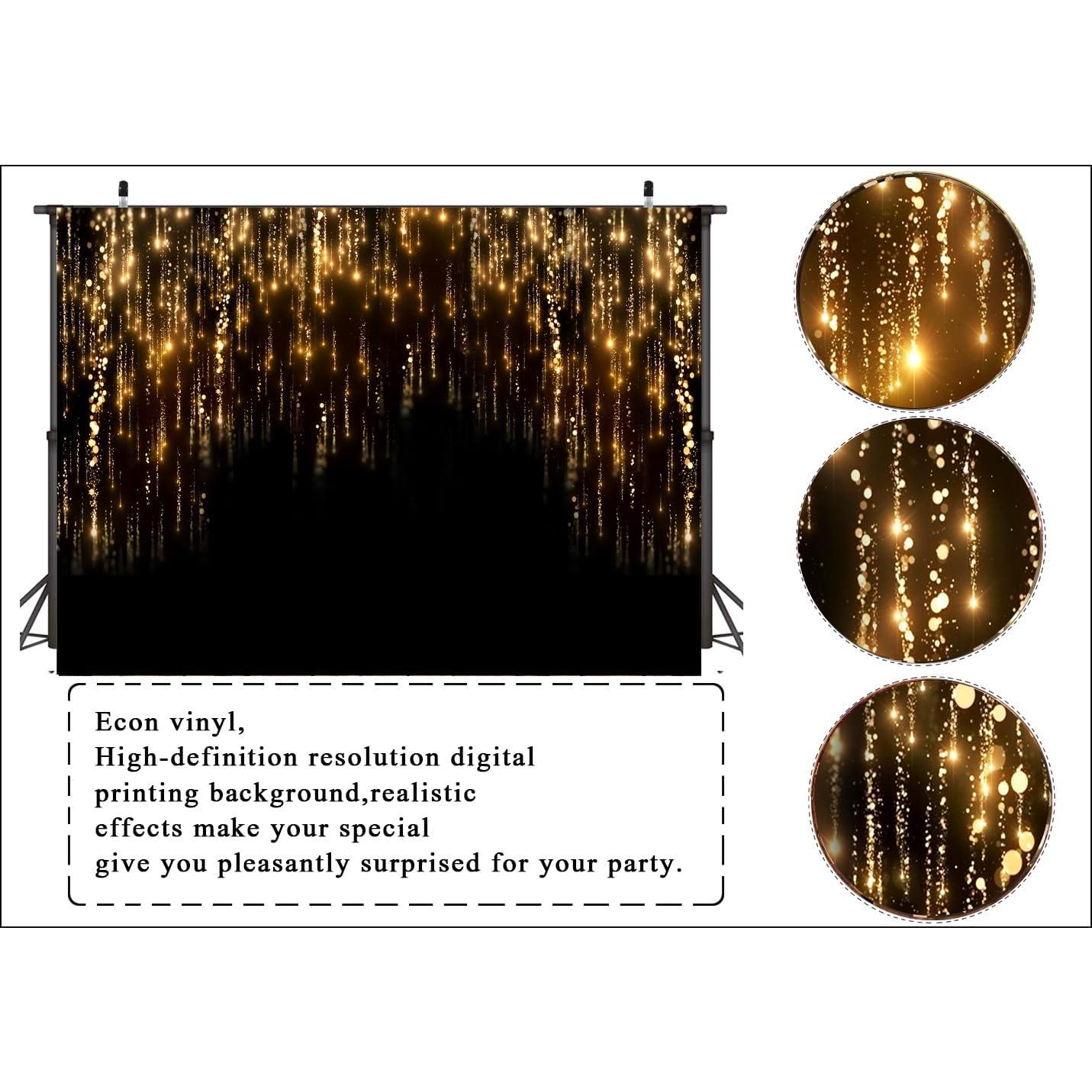 Fondo de Vinilo 8x6ft LTLYH Negro y Dorado para Fotos