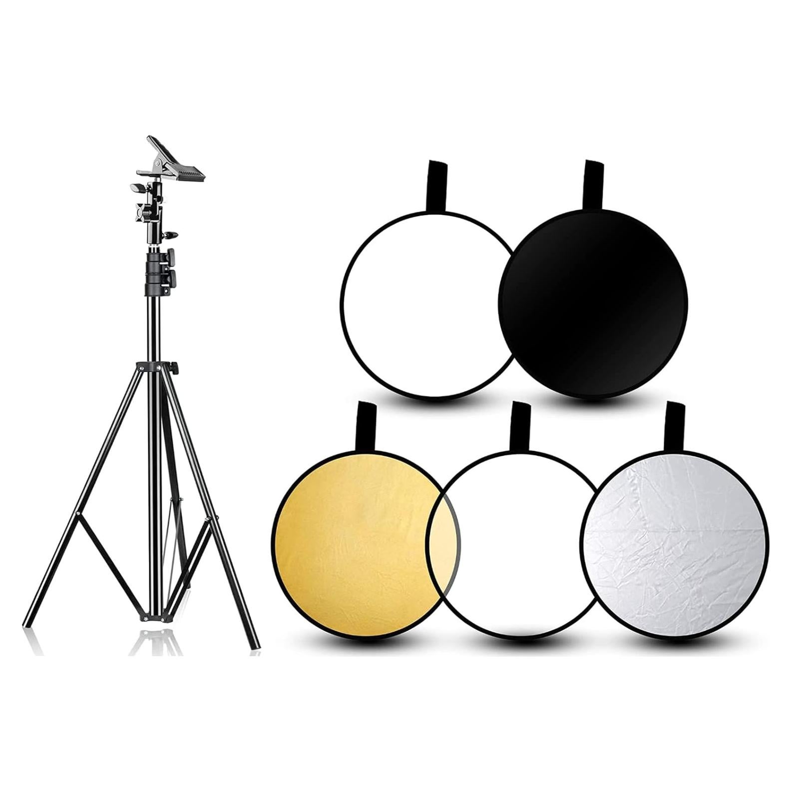 Kit de Estudio Fotográfico Emart con Soporte 260cm y Reflectores 5 en 1