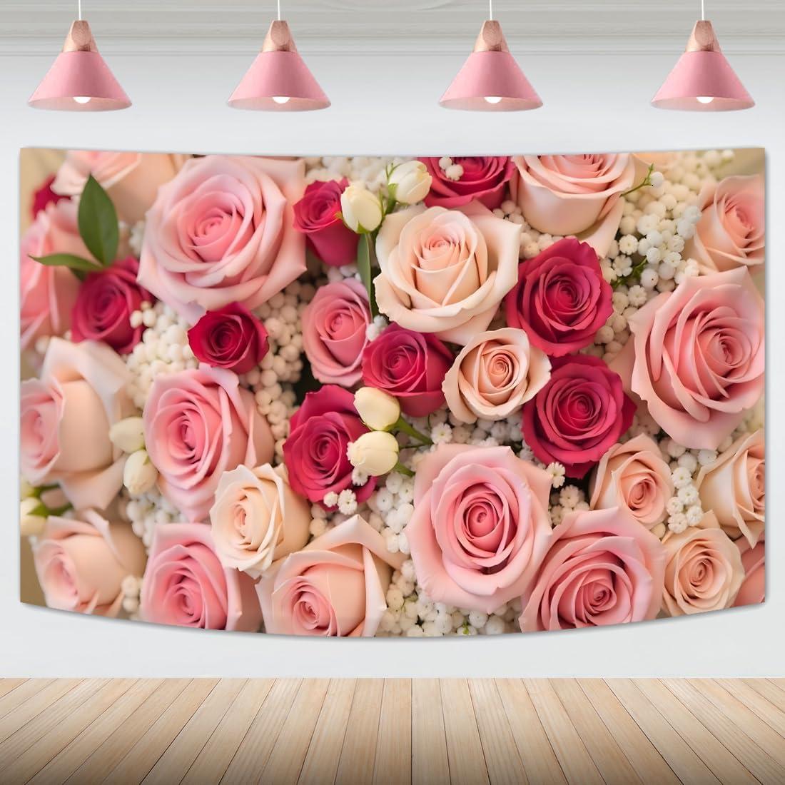 Fondo de Pared Floral 180x110 cm XYJ para Cumpleaños y Eventos