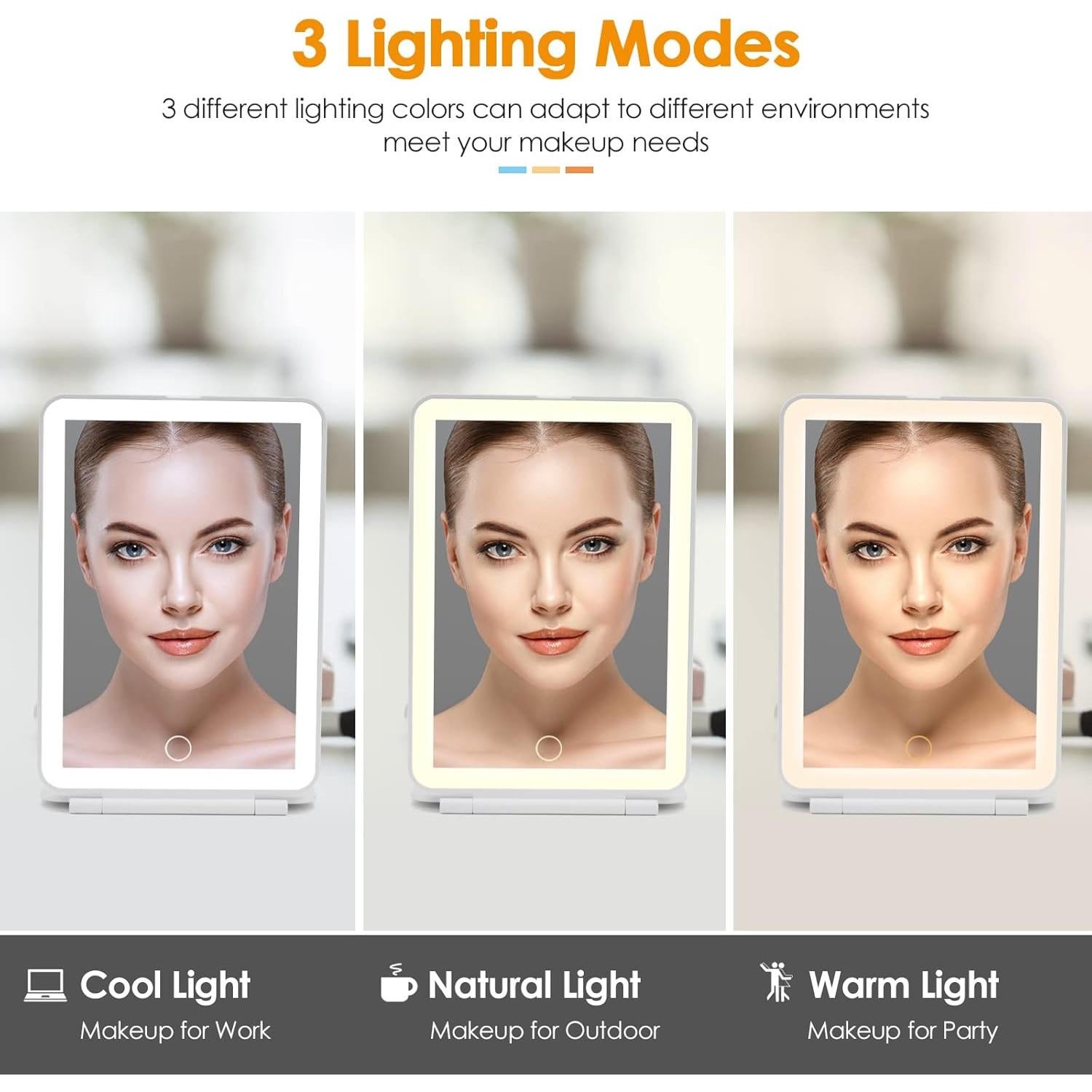 Espejo de Maquillaje LED Recargable DenCert 19.3x12.9cm