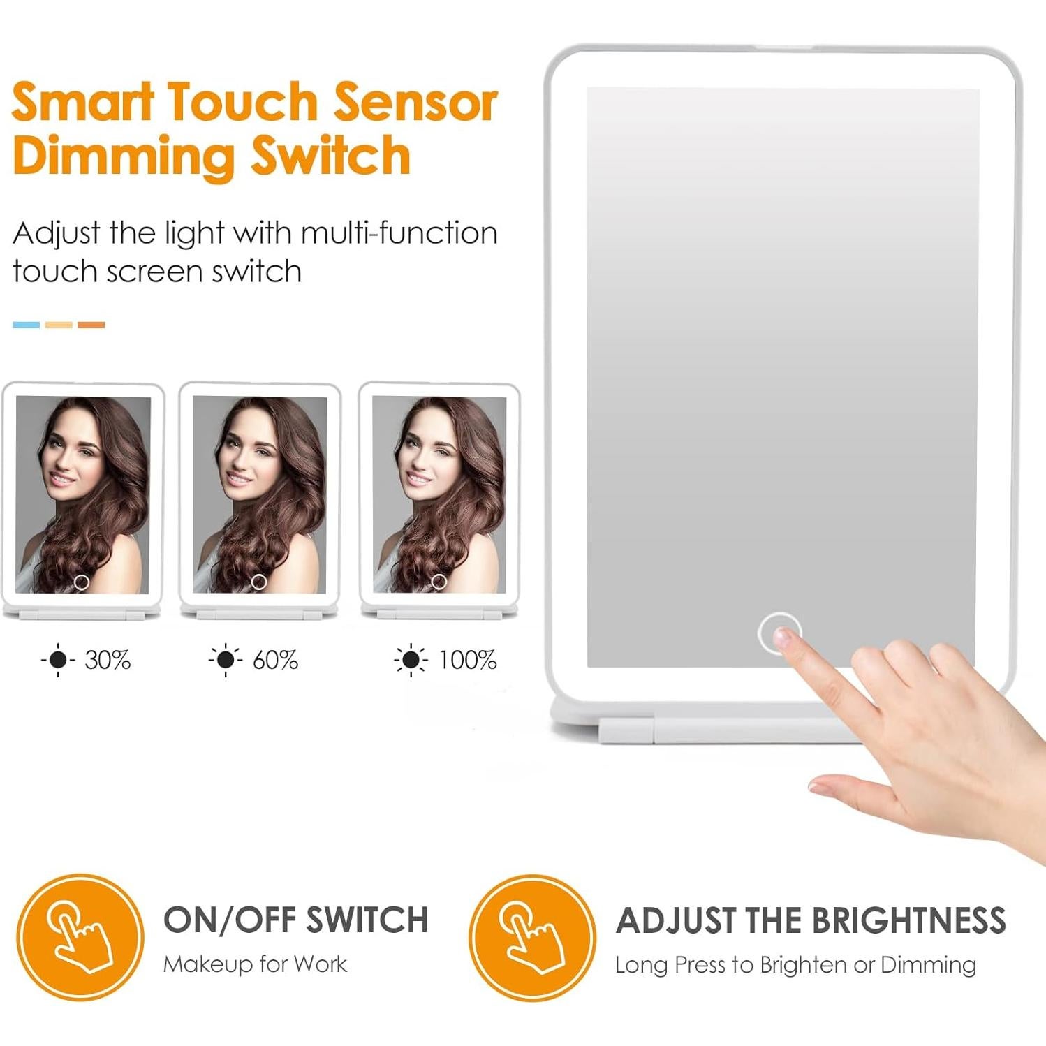 Espejo de Maquillaje LED Recargable DenCert 19.3x12.9cm