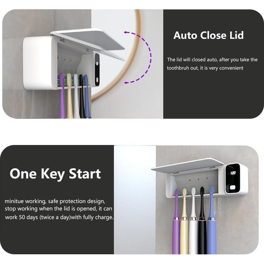 Soporte para Cepillos de Dientes SARMOCARE Gris con Secado y Temporizador