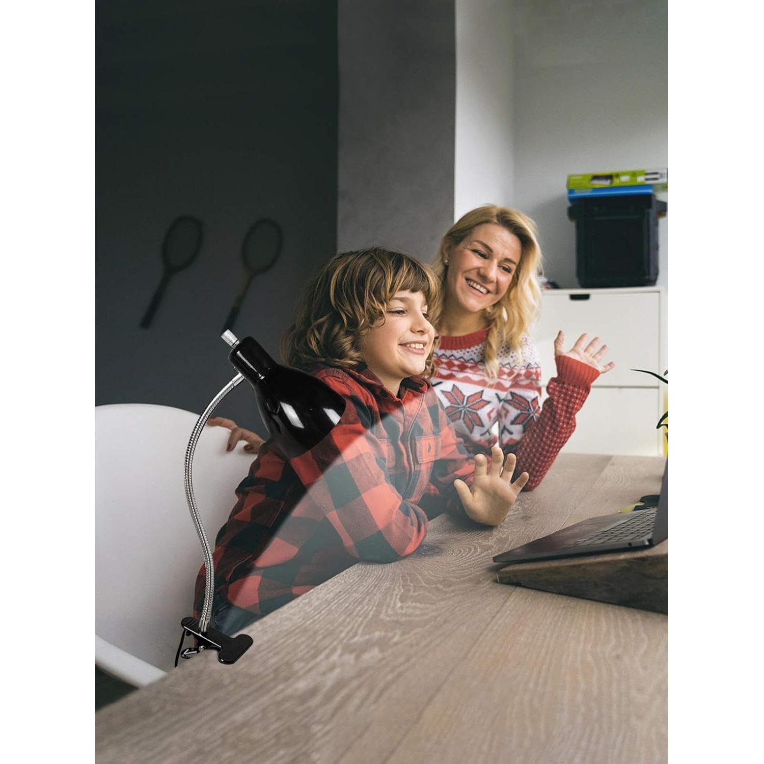 Lámpara de escritorio LALISU con clip y luz LED 9W negra