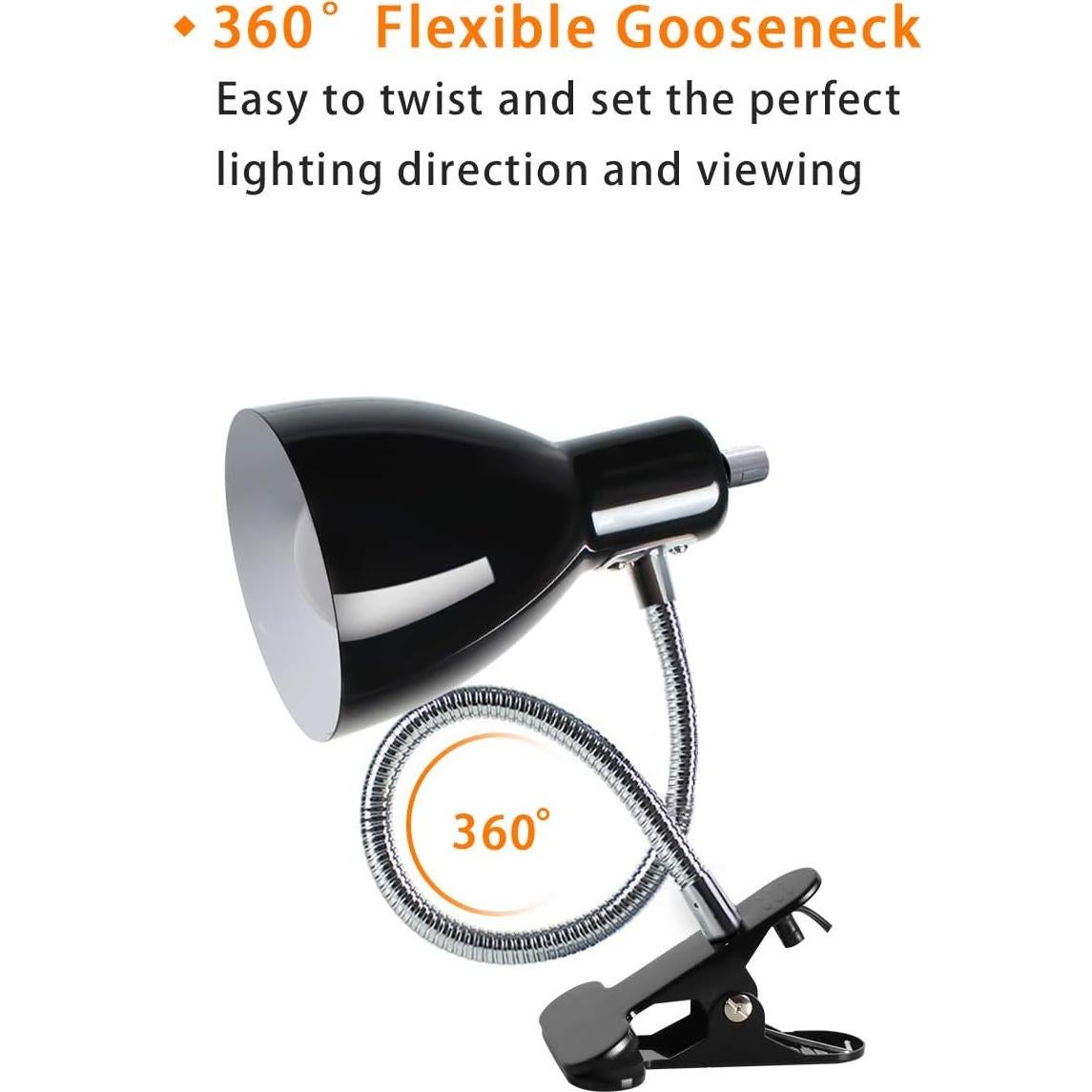 Lámpara de escritorio LALISU con clip y luz LED 9W negra
