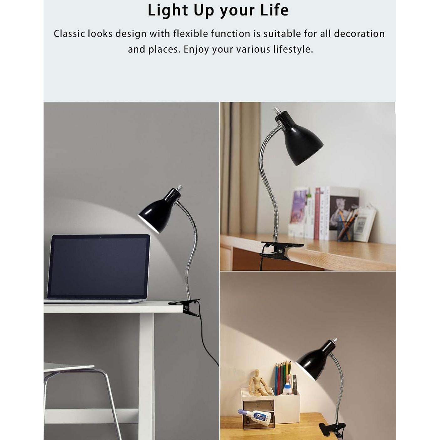 Lámpara de escritorio LALISU con clip y luz LED 9W negra