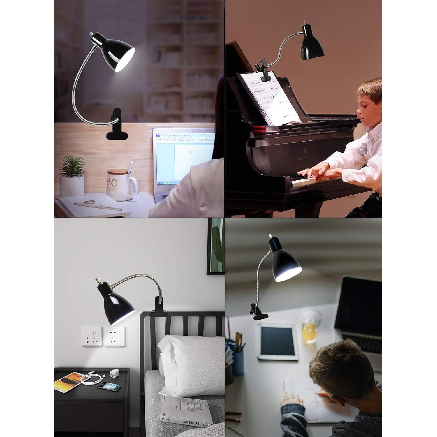 Lámpara de escritorio LALISU con clip y luz LED 9W negra