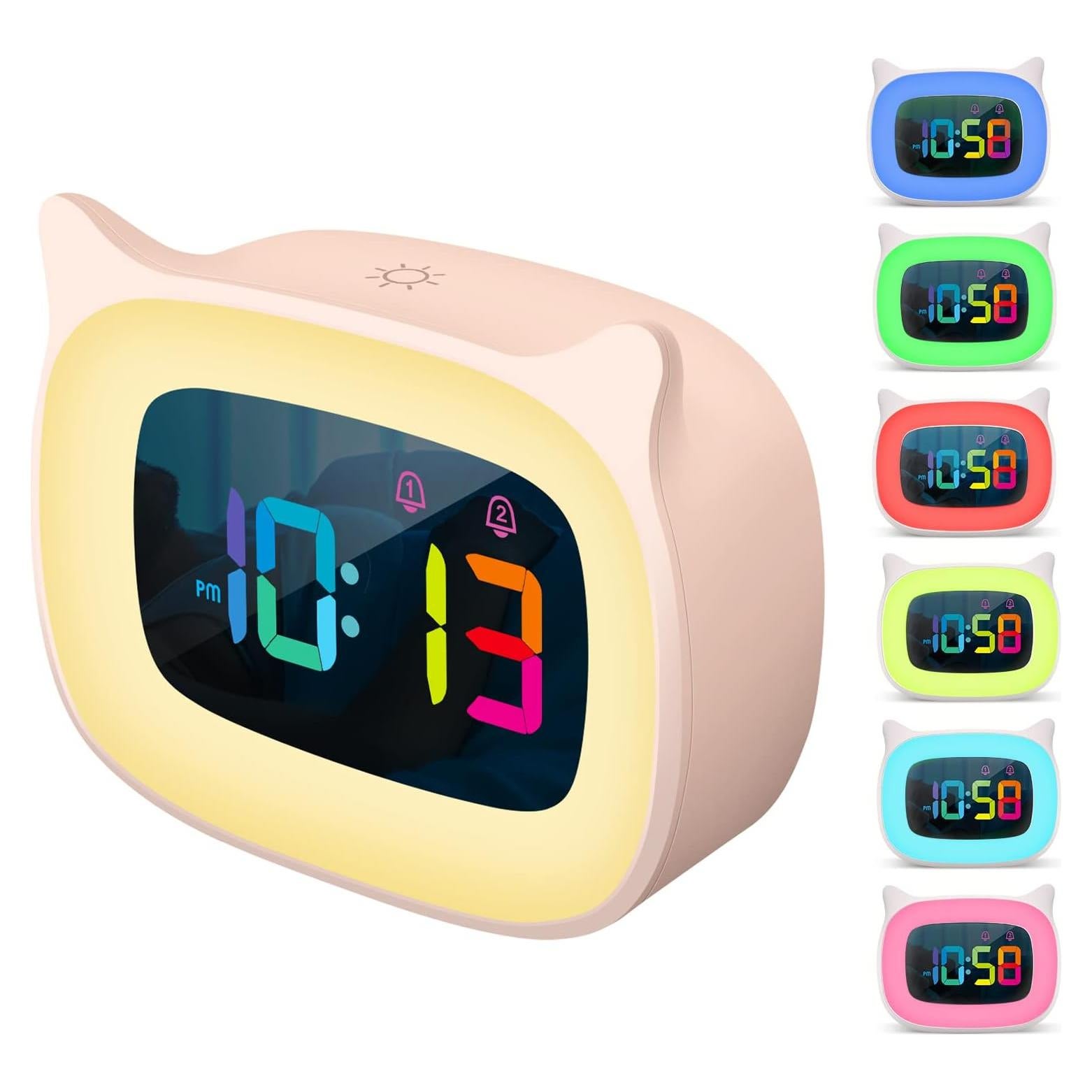 Reloj Despertador Infantil SMOUPING con Luz Nocturna RGB Rosa