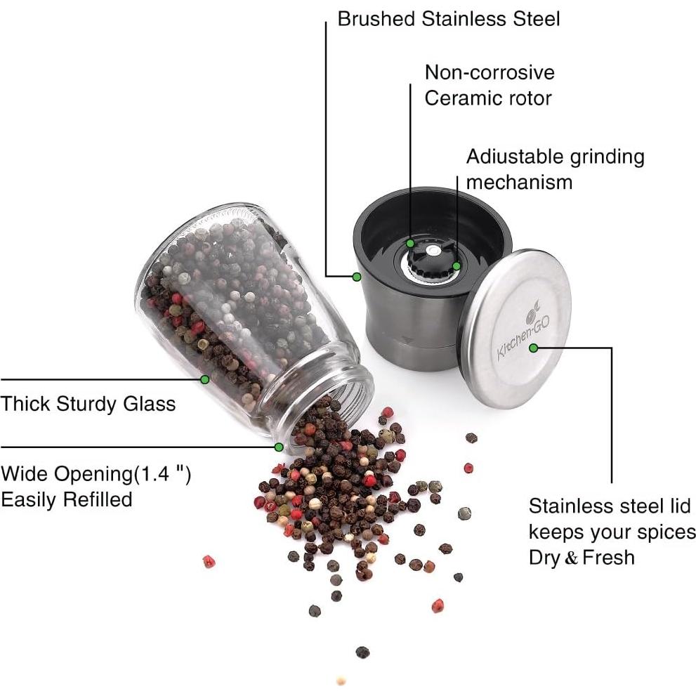 Molinillo de Pimienta y Sal Kitchen-GO Acero Inoxidable 14cm