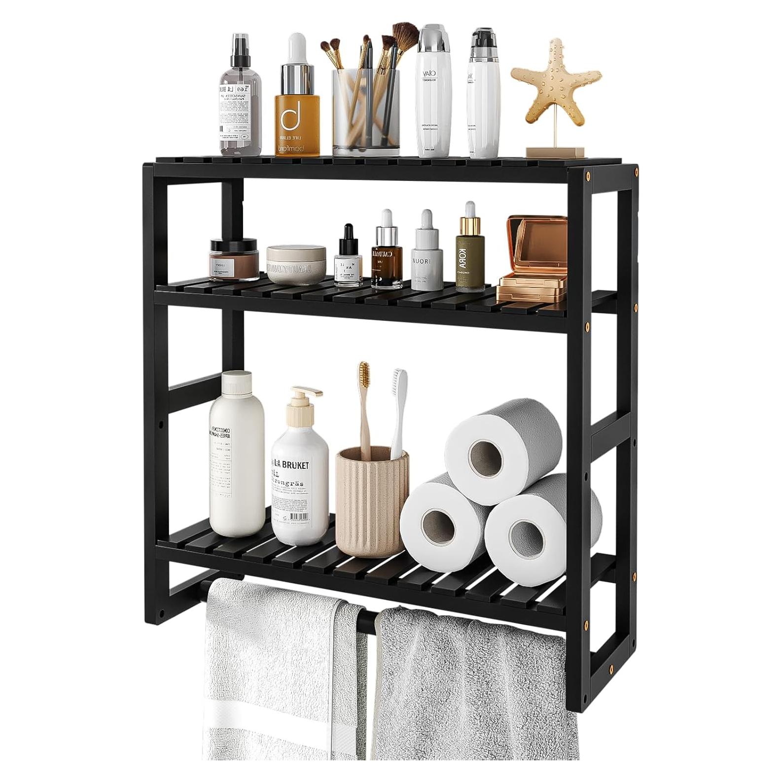 Estantería de baño Galood 3 niveles negra organizador