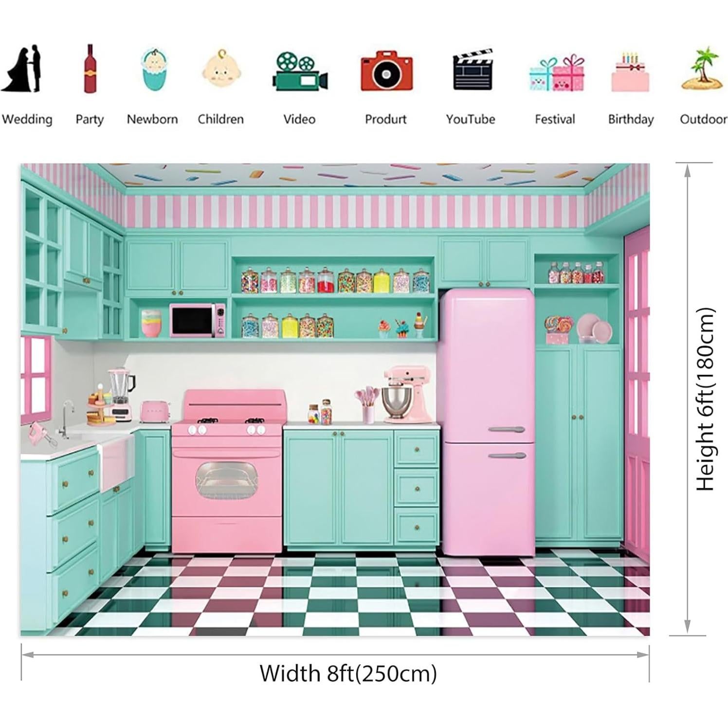 Fondo de Cocina de Tela Renaiss 2.5x1.8m para Fotografía