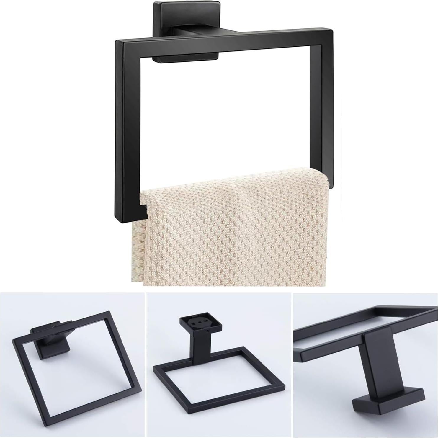 Anillo de Toalla 2 Piezas JOPOFI Acero Inoxidable Negro Mate